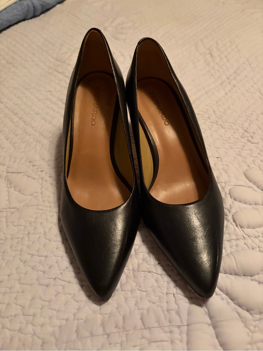 Bernardo Black Pointed Leather Pumps